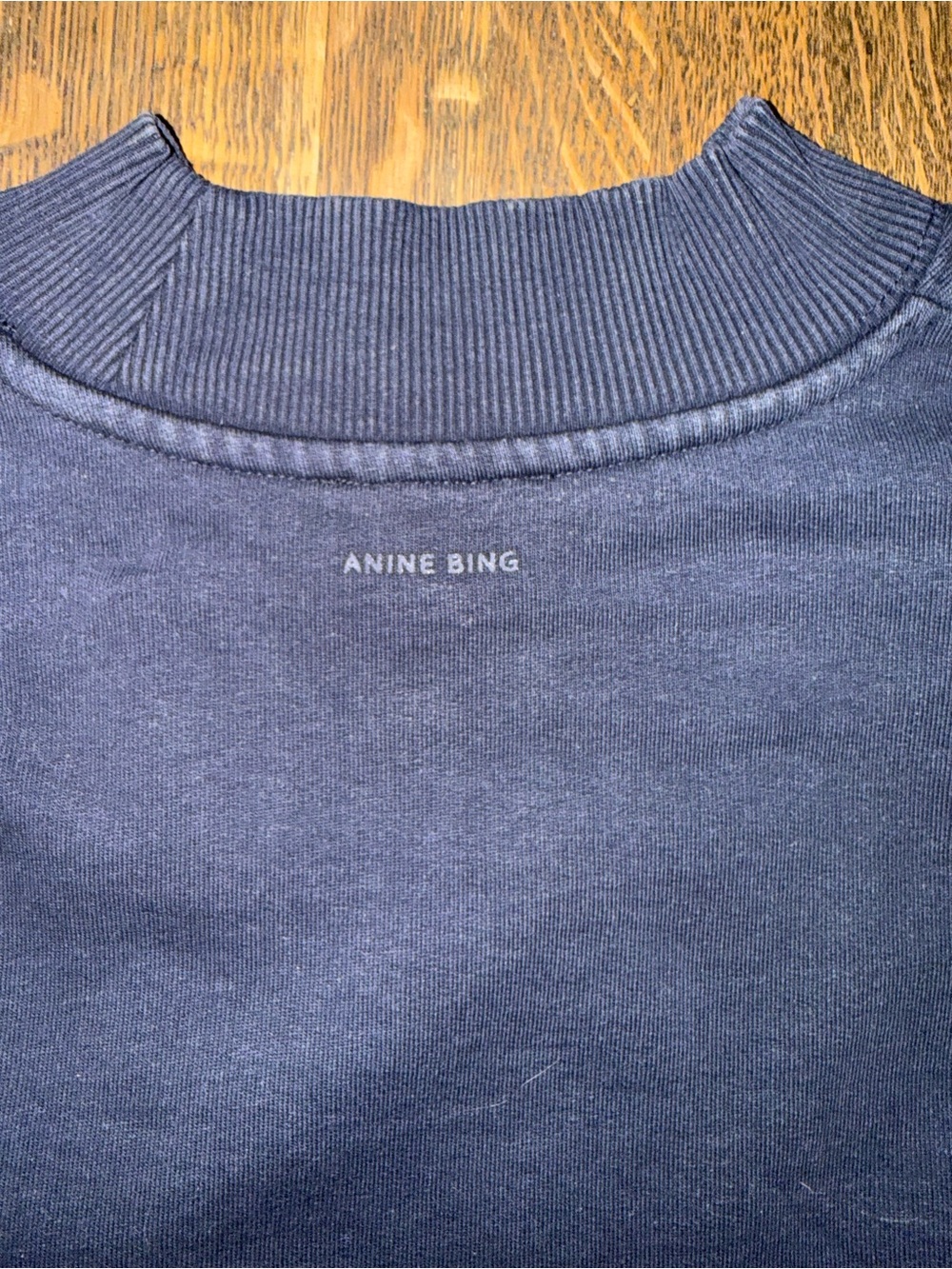 Anine Bing Logo Navy Sweater- size large - Picture 6 of 7